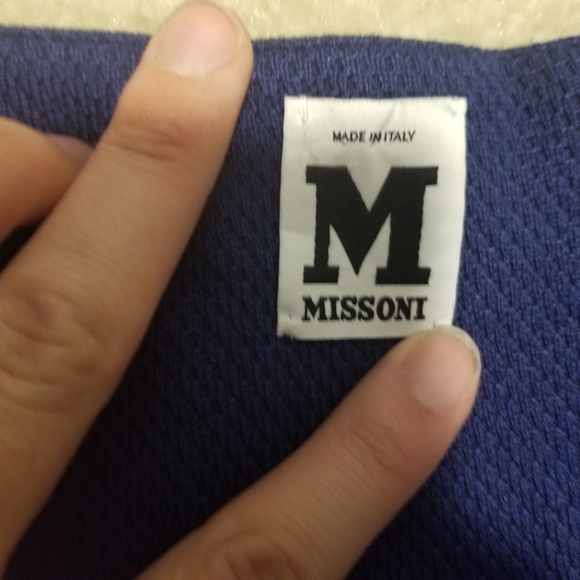 M by Missoni Size 12 Dark Blue Strapless Sheath Belted Cotton Designer Dress - Picture 5 of 8